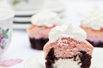 Neapolitan Cream Filled Cupcakes at www.dineanddish.net