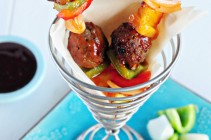 Sweet and Sour Meatball Skewers www.dineanddish.net