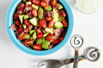 Bacon Avocado Tomato Pasta Salad with Avocado Ranch Dressing