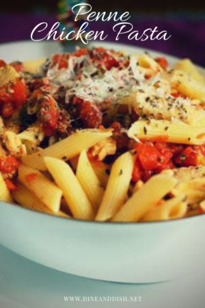 A Penne Pasta and Chicken recipe that feels like home. An easy weeknight meal! Recipe from dineanddish.net