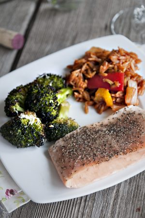 Bumblebee Salmon Orzo and Roasted Broccoli