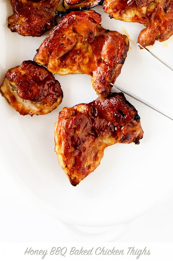 Honey BBQ Baked Chicken Thighs Recipe - Dine and Dish