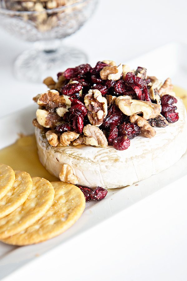 Warm Brie Appetizer with Cranberries and Walnuts