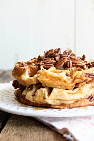 Maple Pecan Waffles Recipe - Dine And Dish